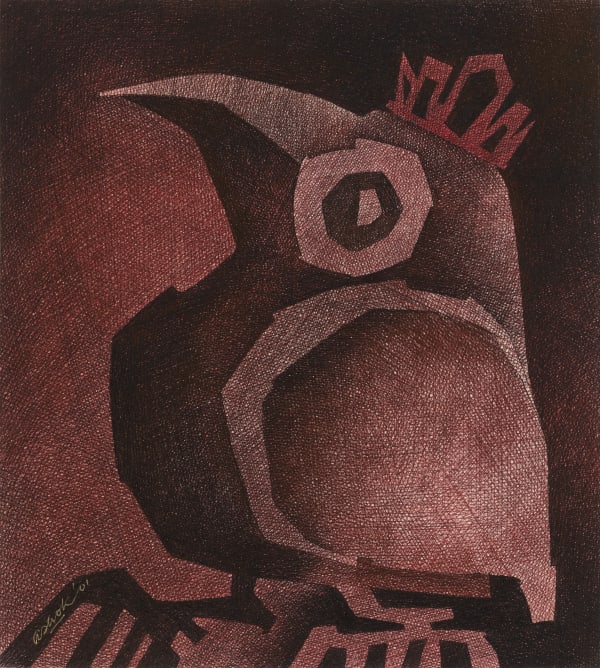 Ashok Bhowmick Kingfisher 2 Pen & ink, acrylic on archival paper 11 x 12 inches 2001