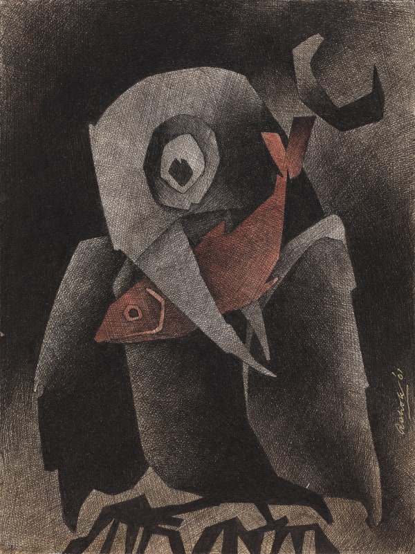 Ashok Bhowmick Kingfisher 2 Pen & ink, acrylic on archival paper 13.5 x 10 inches 2001