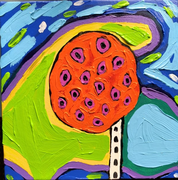 Insha Manzoor Pambach- V Acrylic on canvas 12 x 12 inches