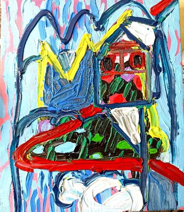 Insha Manzoor Makaan - The Home Acrylic on canvas 12 x 12 inches 2023