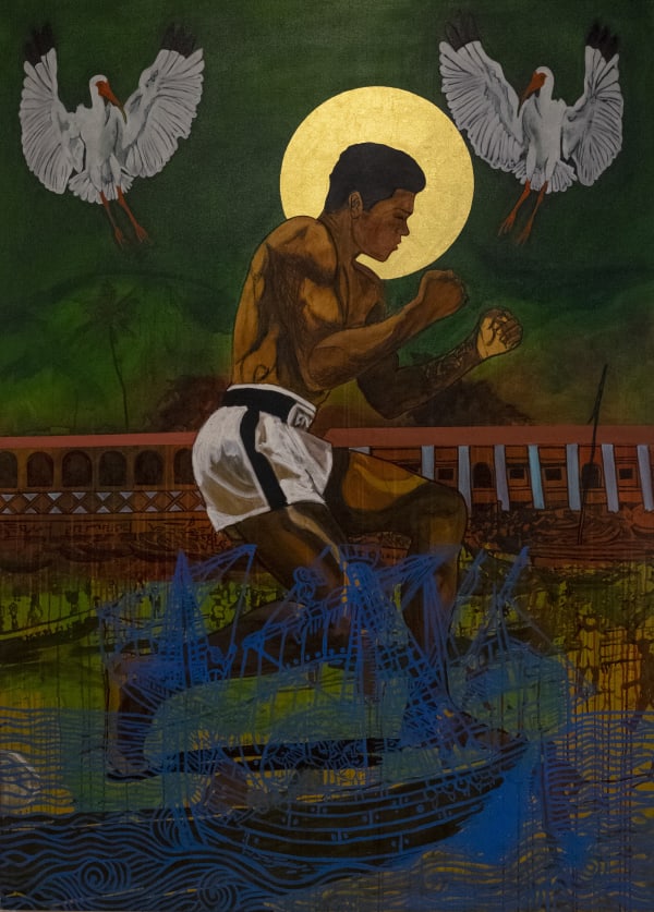 Godfried Donkor Colossus Ii 2019 Oil Acrylic Ink And Gold Leaf On Linen Image Copyright The Artist And Courtesy Gallery 1957