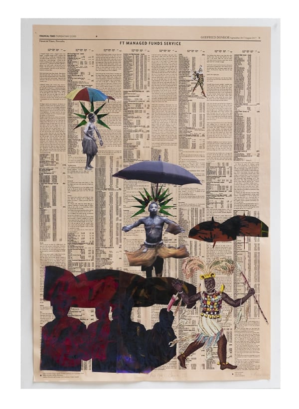 Godfried Donkor, Anokye's Dance III,2017, Ink and collage on paper, 70 x 120 cm