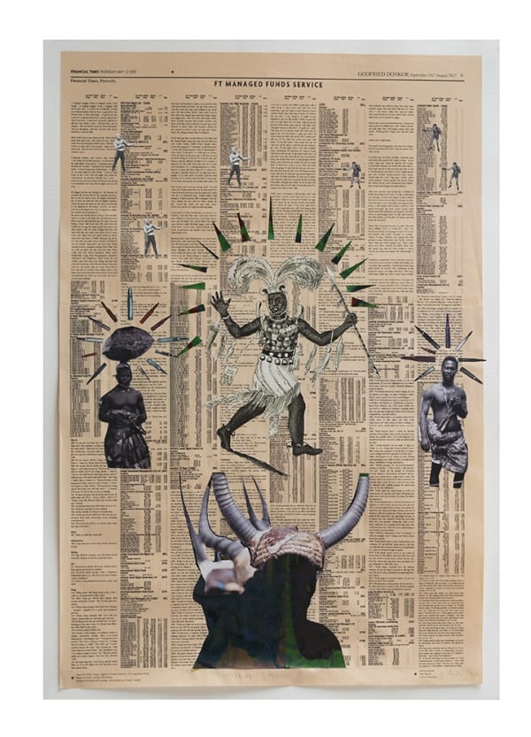 Godfried Donkor, Takoradi Police,2017, Ink and collage on paper, 70 x 120 cm