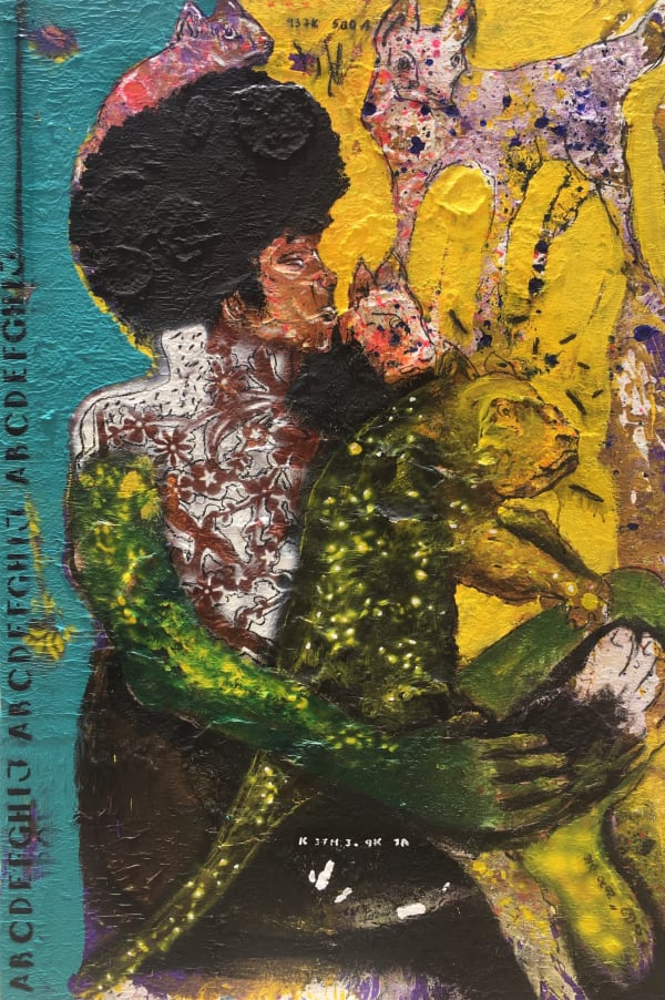 Soly Cisse Les chasseurs N°6, 2020 Acrylic and pastel on canvas, 150 x 100 cm / 59 1/8 x 39 3/8 in