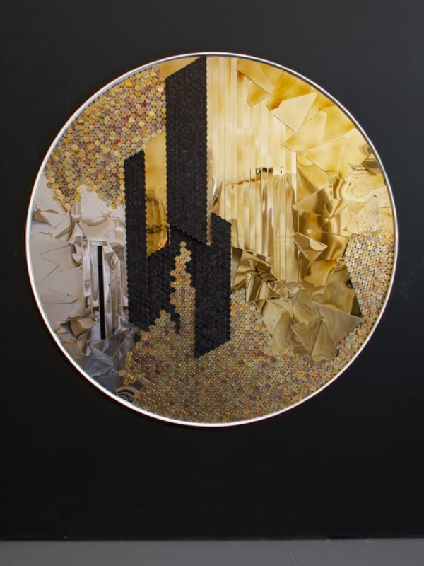 Yaw Owusu Hidden Behind Open Walls, 2020 Stainless steel and US pennies