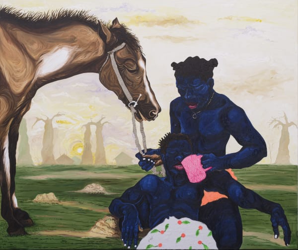 Eric Adjei Tawiah Samaritan 1, 2023 Oil and sponge cloth on canvas 150 x 180 cm