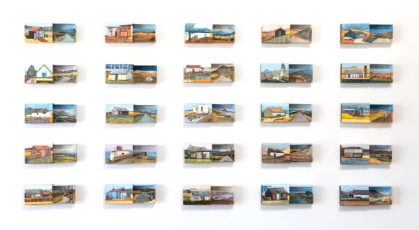 'Archipelago' Acrylic, collage, found objects and souvenir matchboxes