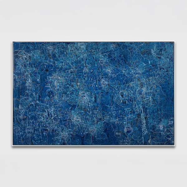 Houston Maludi, Le tour du monde de la paix, 2025, Encre de Chine sur toile, 129 x 200 cm