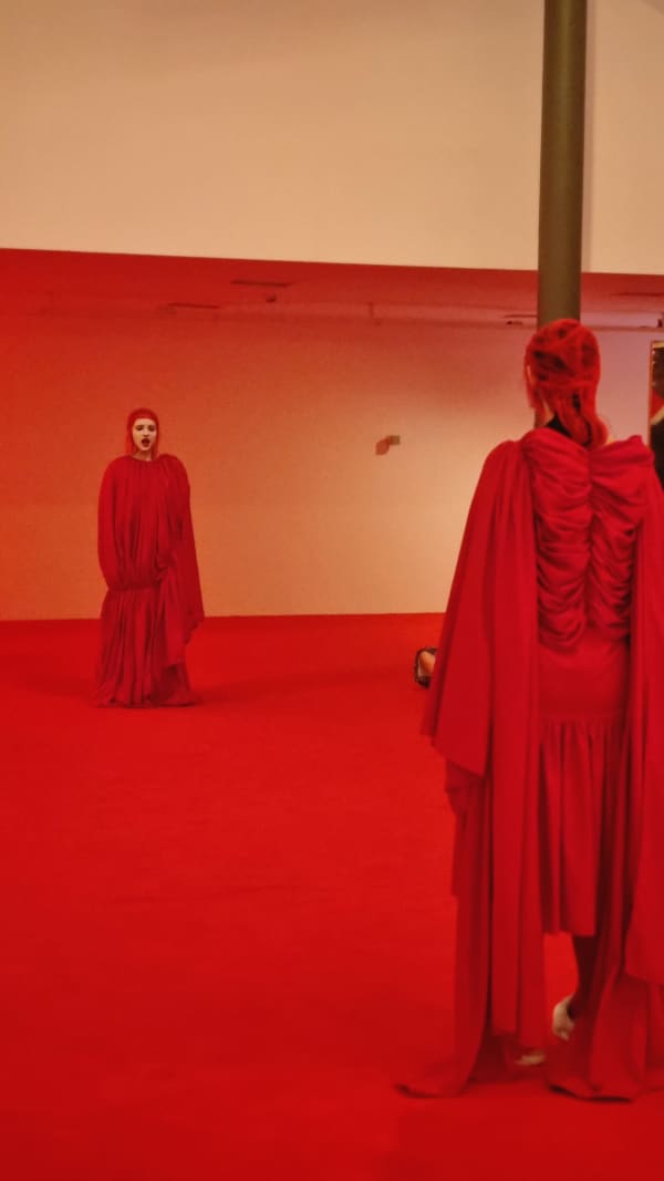 Electra, 2023 Performance, 12 minutes Sound Composition: Ian Gottlieb Costume Design: Marina Dalgalarrondo Performers: Stephanie Lucchese & Luisa Alcantara