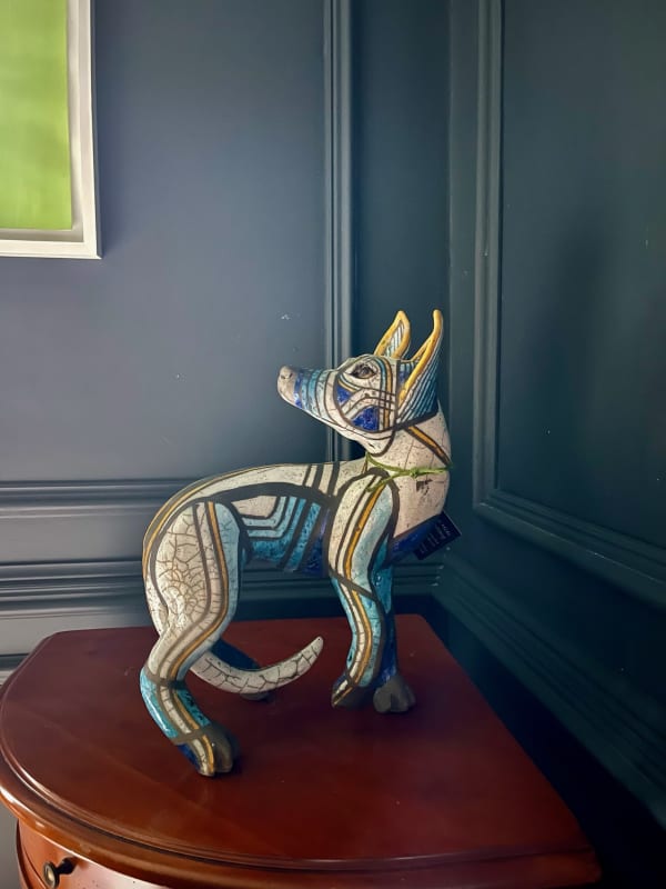 Carol Hiles Mexican Dog Raku stoneware 35 x 26 x 12 cm