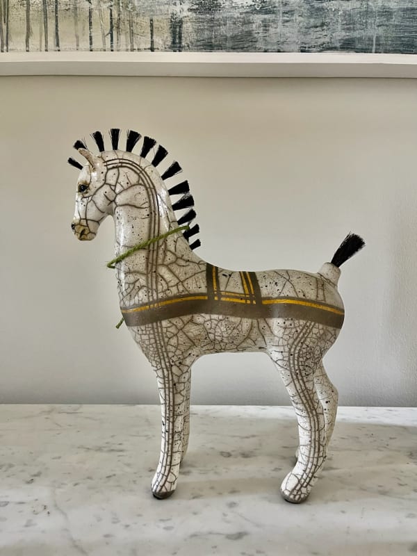 Carol Hiles Roman Horse Raku stoneware with horse hair 33 x 25 x 9 cm