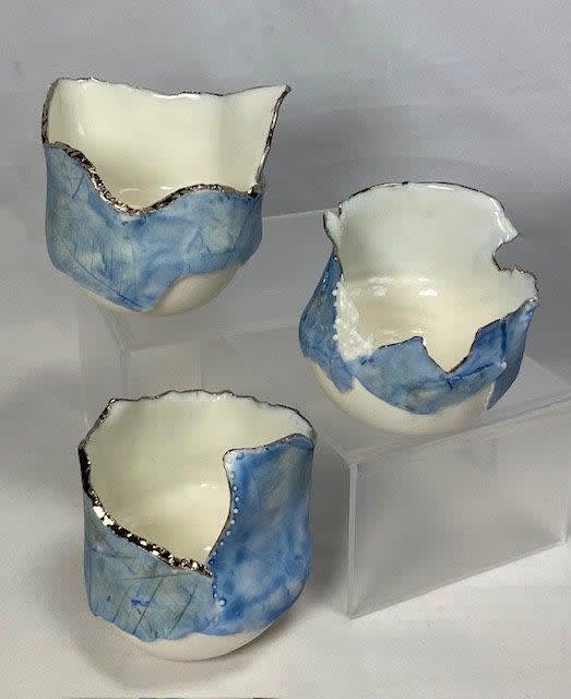 Pauline Muir Tealights (set of 3) Glazed porcelain & lustre 7 x 6 cm