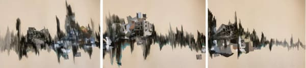 The Unpredictable ecosystem: An Impact III Water colour, charcoal, inkjet print on paper 22 x 84 Inches 2023