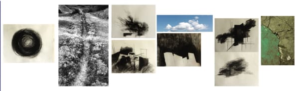 The Unpredictable Ecosystem X 8 x 10 x Inches| 12 x 18 x Inches | 20 x 8 x Inches | 10 x 16 x Inches Charcoal, inkjet print on paper 2023