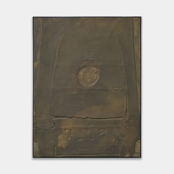Antoni Tàpies (1923-2012) Pintura Marró i Ocre, 1958 Óleo, mármore e verniz sobre tela [Oil, marble powder and vanish on canvas] Assinada e datada no verso [Signed and dated on the reverse] 116 x 89 cm [45 5/8 x 35 1/8 in.]