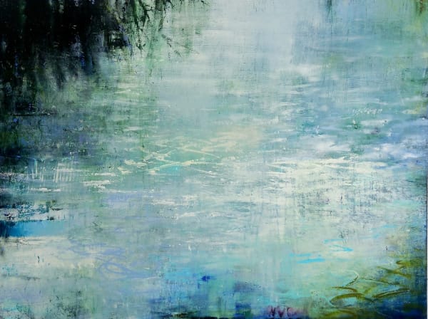 Gareth Edwards, Light through Willow on Water, oil on canvas, 100 x 130 cm, 2024