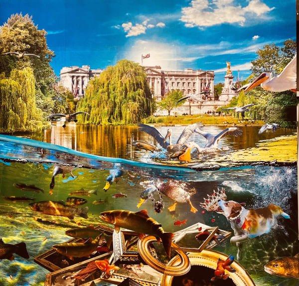 David Mach, Ill Gotten Gains photographic collage on board, 100 x 100 cm, 2024