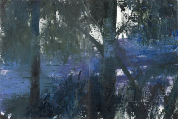 Gareth Edwards, River Dart II, diptych, oil on unstretched canvas, 60 x 89 cm, 2024