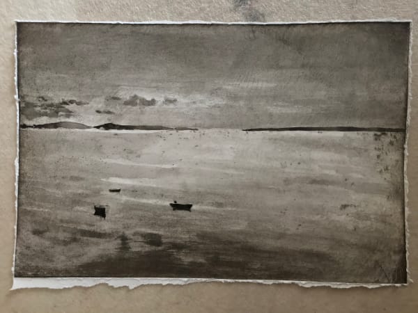 Tomas Watson, Seascape, real sepia ink over spit bite aquatint on paper, 20 x 30 cm, 2021