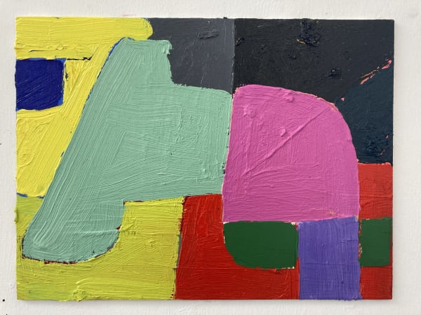 Fraser Taylor, Angles and Curves 6, oil on board, 30.5 x 40.5 cm, 2024
