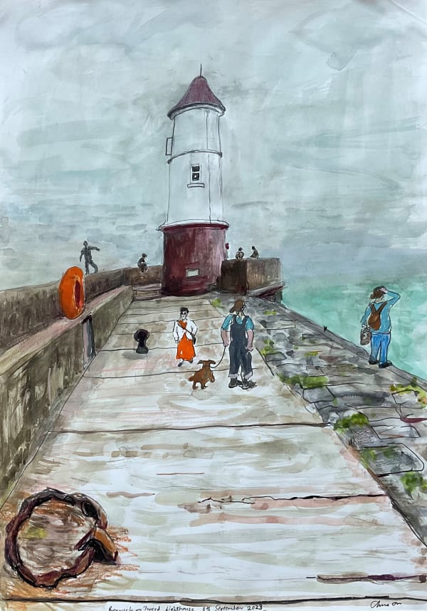 Chris Orr, 'Berwick upon Tweed lighthouse', watercolour on paper, 57 x 41 cm, 2023