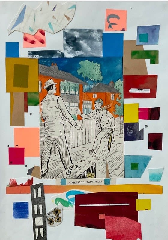 Chris Orr, A Message from Mars, watercolour and collage on paper, 42 x 29 cm, 2013