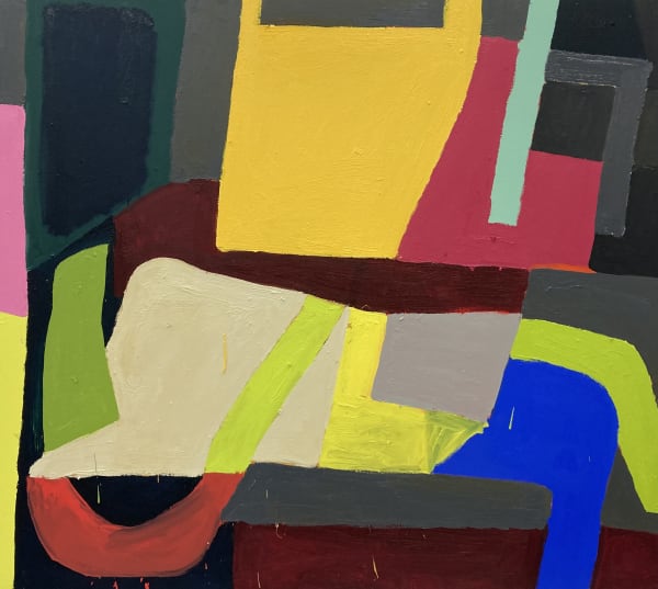 Fraser Taylor, Reclining Geometric, oil on canvas, 120 x 140 cm, 2024