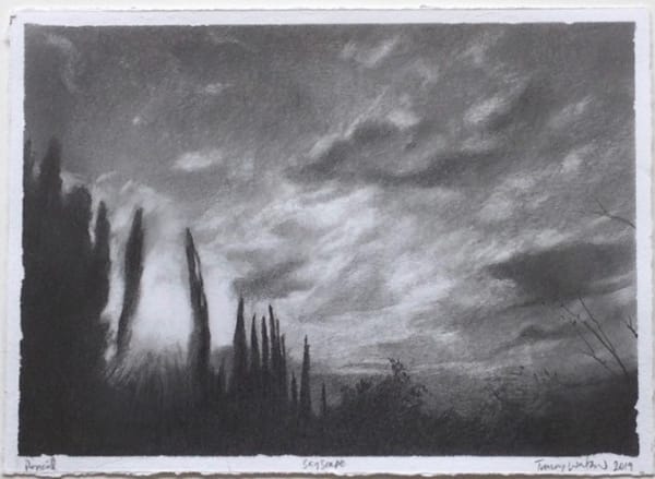 Tomas Watson, Skyscape, pencil on paper, 16.5 x 23 cm, 2019
