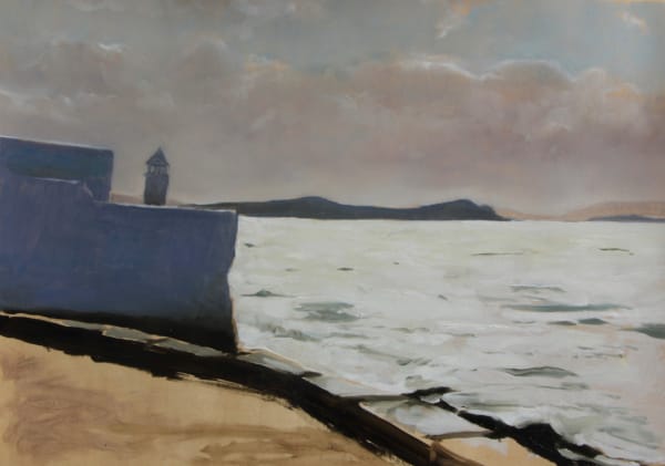 Tomas Watson, Cycladic Seascape oil on sized paper mounted on canvas, 30 x 40 cm, 2024