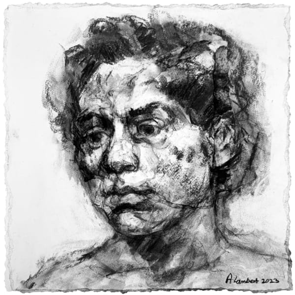 Alison Lambert, Imogen, charcoal and pastel on paper, 38 x 38 cm, 2023