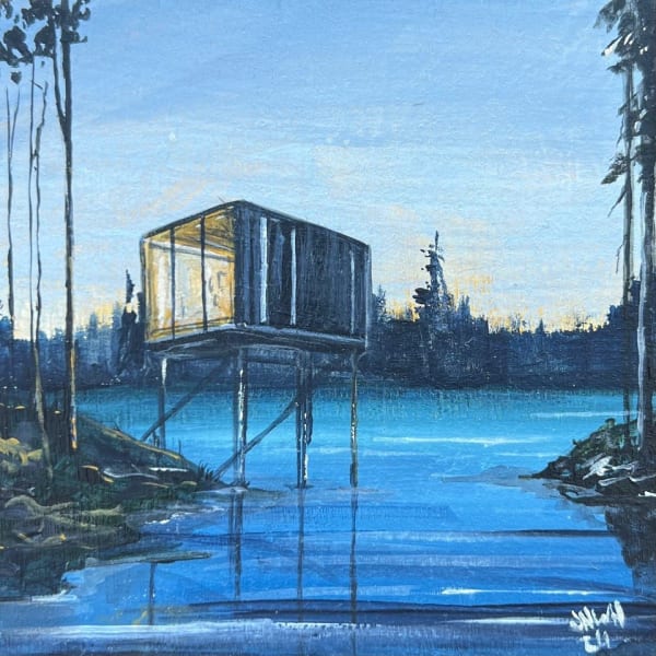John Hainsworth, Near Dark 2, acrylic on board, 10 x 10 cm, 2024