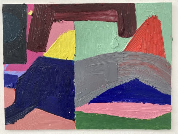 Fraser Taylor, Angles and Curves 6, oil on board, 30.5 x 40.5 cm, 2024