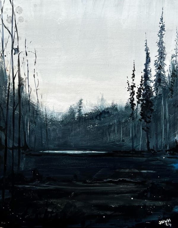 John Hainsworth, Phthalo Pines 2, acrylic on board, 25 x 20 cm, 2024