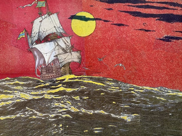 David Mach, Full Moon, collage, 30 x 40 cm, 2021