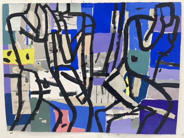 Fraser Taylor, Figure Forms No 13, gouache, ink and collage on paper, 51 x 76 cm, 2022