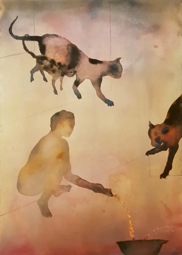 Jesse LeRoy Smith, Milk, watercolour and ink on paper, 49 x 40 cm, 2024