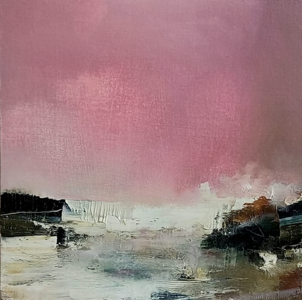 Gareth Edwards, Wave Crash, (pink), oil on panel, 30 x 30 cm, 2022