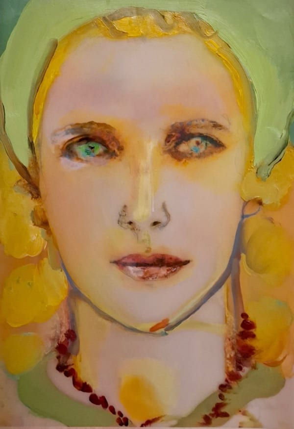 Jesse LeRoy Smith, Confidant, oil on tracing paper over watercolour on paper, 29 x 22 cm, 2025