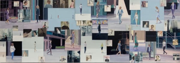 Gro Thorsen, Somewhere in the City, collage on board, 60 x 170 cm, 2020