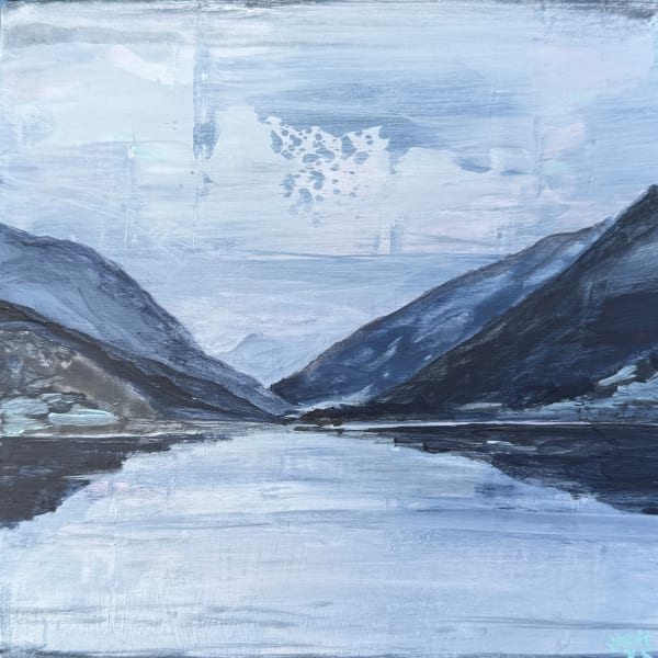 John Hainsworth, Llyn Padorn, acrylic on board, 15 x 15 cm, 2024