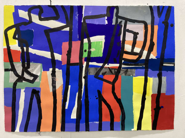 Fraser Taylor, Figure Forms No 5, gouache, ink and collage on paper, 51 x 76 cm, 2022