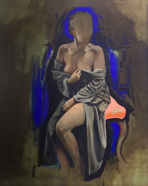 Tomas Watson, Sitting Goddess, oil on linen, 130 x 100 cm, 2022