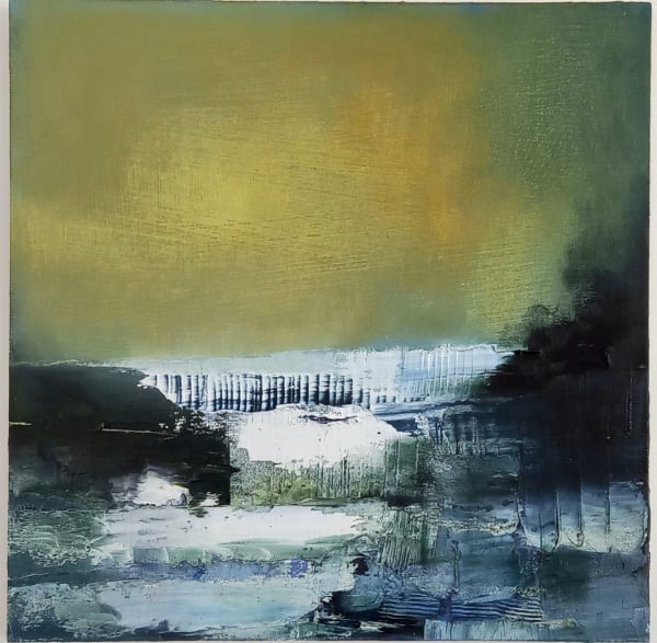 Gareth Edwards, Green Gold Light, oil on panel, 30 x 30 cm, 2022