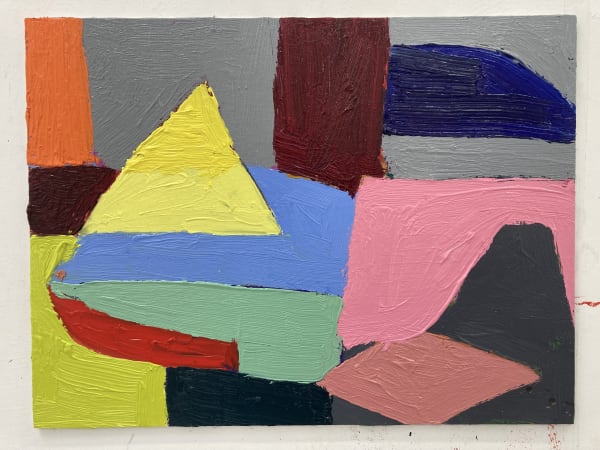 Fraser Taylor, Angles and Curves 4, oil on board, 30.5 x 40.5 cm, 2024