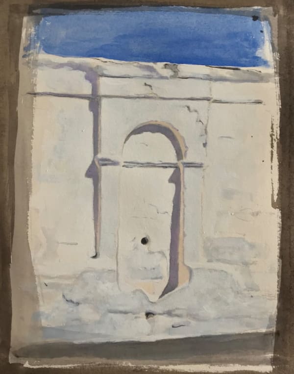 Tomas Watson, Fountain, Sigri, gouache on paper mounted on linen, 40 x 30 cm, 2022