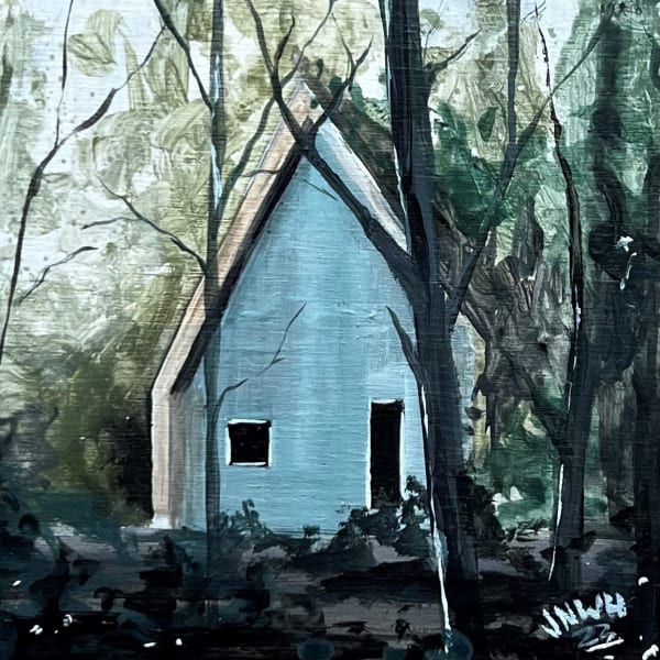 John Hainsworth, Wald Studio 3, oil on board, 10 x 10 cm, 2023