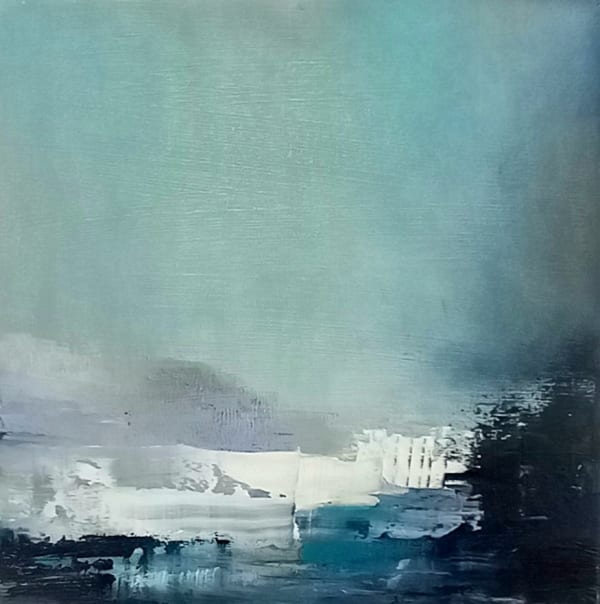 Gareth Edwards, Blue Atlantic Ocean, wave crash, oil on panel, 30 x 30 cm, 2022