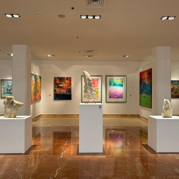 Najat Makki, Asmaa Khoory, Abdulrahim Salim and Sultan Al Remeithi at "Through the Years" Exhibition