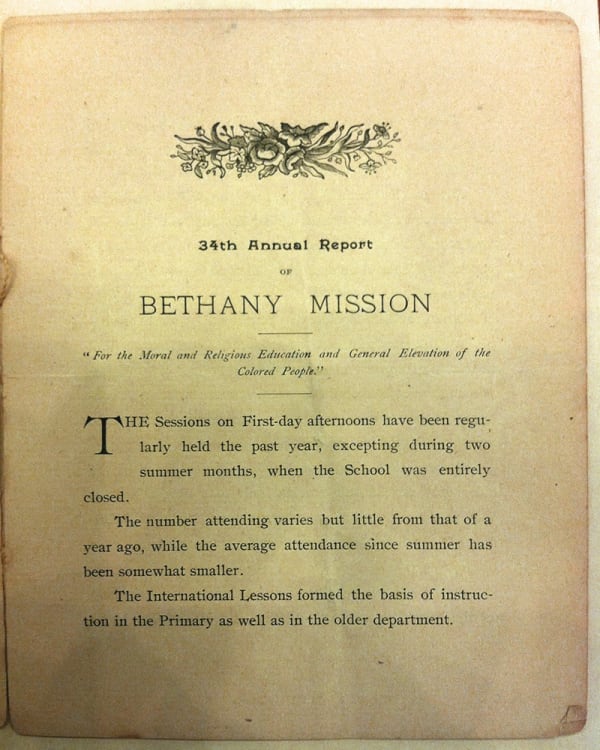 Annual Report 1891, Bethany Mission for Colored People