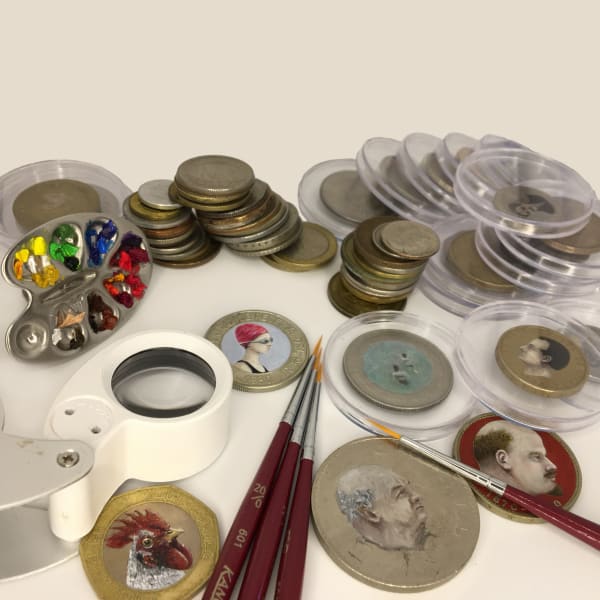 Carlos Alarcon Numismatica Pintada Beatriz Esguerra Cuadrada